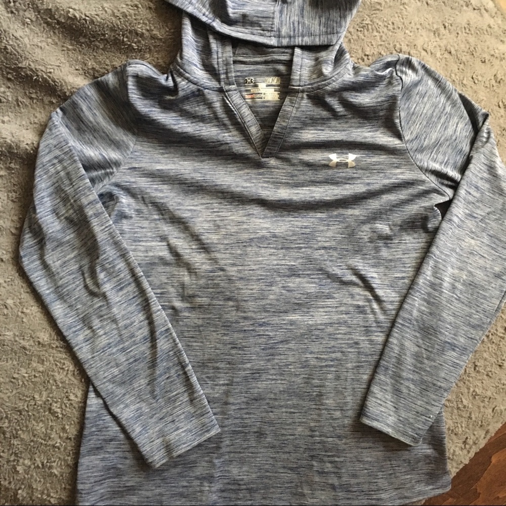 Under Armour Blue Gray Long Sleeve Heat Gear Shirt